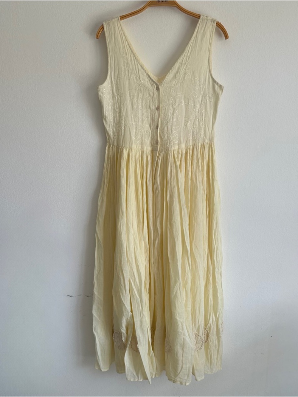 Vintage Fairy Dress Maxi White Cottage Core Peasant Cream Embroidered Flowy Euro